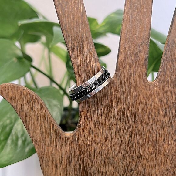 Men's Stainless-Steel Spinner Ring - Size 11 - Picture 3 of 4